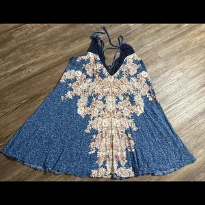 Free People Floral Printed Boho Hippie‎ Crochet Lace Top Gown Dress M thumbnail 2