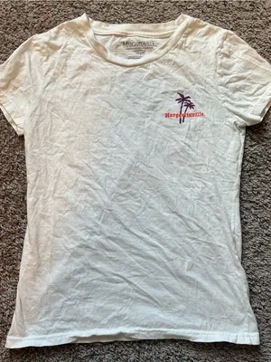Margaritaville White Tee with Pink, Purple & Orange Sunset Palm Graphic thumbnail 2
