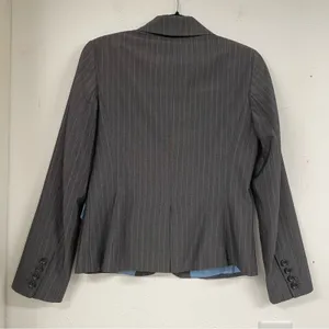Ann Taylor Grey Pinstripe Women Blazer Jacket 4 Button Down Dark Academia Preppy thumbnail 8