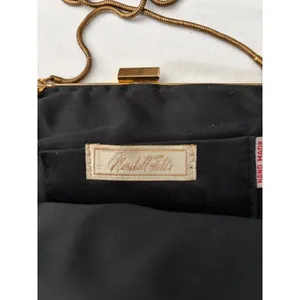 Vintage Marshall‎ Fields Black Beaded Clutch Hand Made Evening Bag Gold Chain thumbnail 8