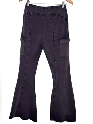 Out From Under Aria Cargo Flare Pants Washed Grey Medium Lounge Urban Outfitters thumbnail 7