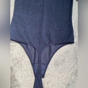 Babaton Navy Blue Textured Bodysuit medium thumbnail 11