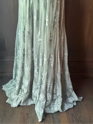 Wishlist Apparel Delicate Mint Lace V-Neck Spaghetti Strap Maxi Dress Large NWT thumbnail 8