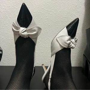 Ann Taylor Black and White Bow Heels thumbnail 1