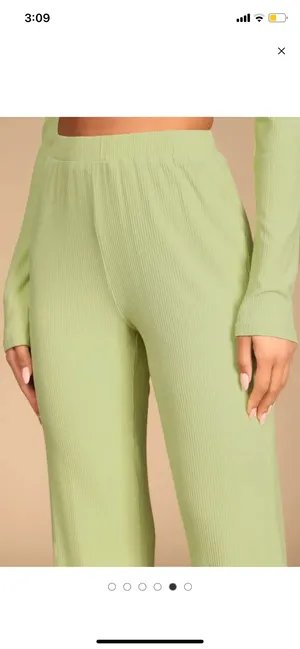 Lounge Lulu’s Light Green Ribbed Wide-Leg Pants thumbnail 5