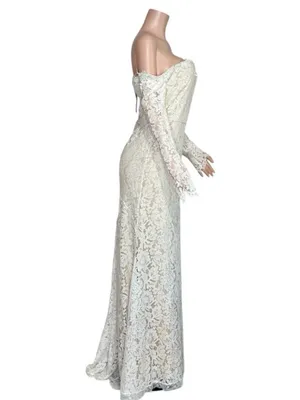 LULUS Romance Dreamer Lace Off-the-Shoulder Dress, White, Medium thumbnail 8