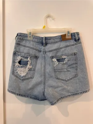 American Eagle Outfitters Light Blue Distressed Denim Shorts thumbnail 2