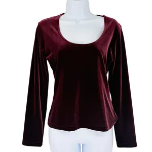 Vtg Gantos 90s Velvet Burgundy Long Sleeve Top Sz S Y2K Dark Romantic Holiday thumbnail 2