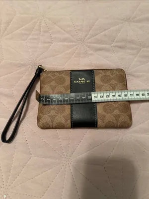Coach Brown and Black Signature Zip Wristlet thumbnail 4