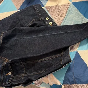Vintage Denim Jean Jacket Dark Wash Size Large 100% cotton thumbnail 12