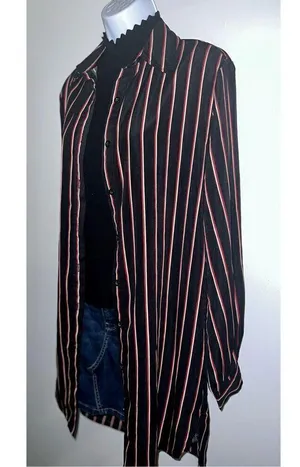 Women’s Black Red Striped Button Down Oversized thumbnail 2