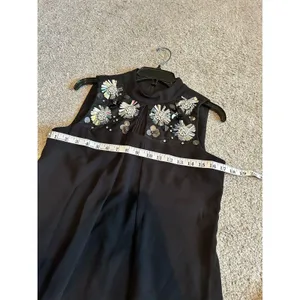 WOMEN'S MSK‎ BLACK, SLEEVELESS DRESS,FLORAL SILVER ACCENT RHINESTONES,Size Small thumbnail 8