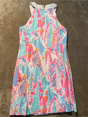 Lilly Pulitzer Dress Womens 6 Lynn Shift Dress Multi Out To Sea Lace Preppy Line thumbnail 3