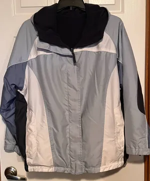 New York Classic Reversible Coat Blue White Gray‎ Size XXL 27" Long x 26" PTP thumbnail 1