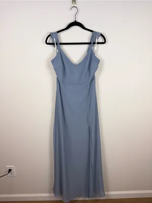 Birdy Grey Doris Dress Chiffon Dusty Blue Women’s Size Large Bridesmaid Maxi thumbnail 3