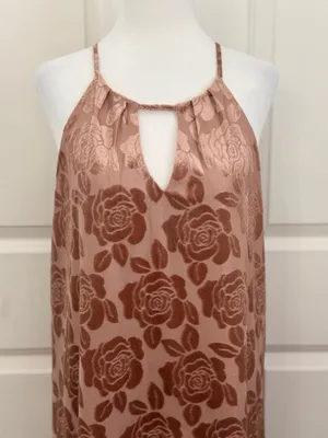 Candie’s Velvet Rose Mini Dress XL Blush Pink Burnout Floral Party Cocktail thumbnail 3