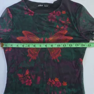 Shein Sheer Lined Butterfly Print Bodycon‎ Dress Short Sleeve Small thumbnail 8