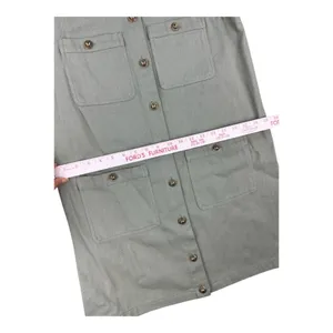 Entro Sage‎ Green Utility Shift Dress Gold Buttons Pockets Small NWT thumbnail 6