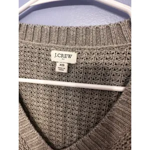 J.Crew‎ Womens Gray Textured 100% Cotton Waffle Knit V-Neck Sweater AK361 XS thumbnail 3