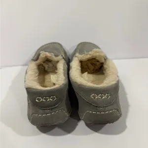 UGG Ansley Slippers Womens 8 Gray Suede Shearling Lined Moccasin thumbnail 4