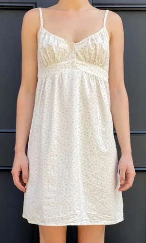 Brandy Melville Arianna Floral Dress White Sage Green Ditsy Cotton Mini XS S thumbnail 1