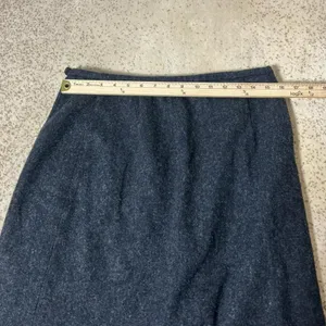 Eddie Bauer Gray 100% Wool Wrap Mini Dark Academia Skirt Lined‎ Size 14 Preppy thumbnail 4