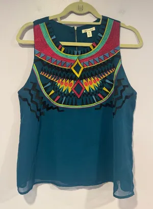 Blue Miami Aztec Francescas embroidered tank‎ top thumbnail 1
