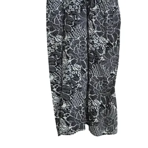 Vintage 100% Cotton Size 1X Midi Dress Black Floral Retro Country‎ Lightweight thumbnail 3