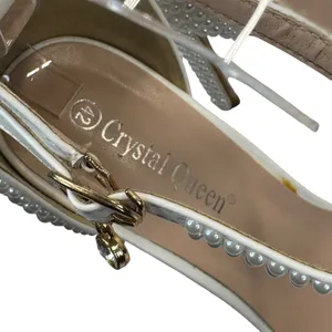 Crystal Queen Pearl Bridal‎ Heels EU 42 US 11 White Ankle Strap Wedding Sandals thumbnail 2