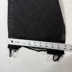 Vervet Olivia Wide Leg Jeans Washed Black High Rise Distressed Raw Hem Size 25 thumbnail 5