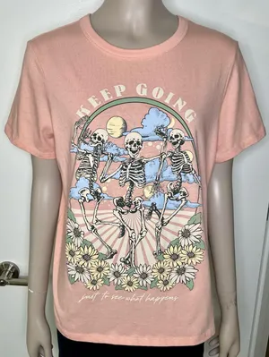 Zoe + Liv Peach Keep Going Skull Tee thumbnail 3