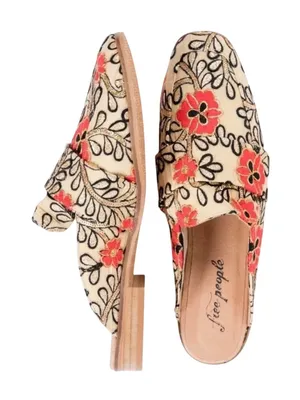 Free People At Ease Brocade Embroidered Loafer Mule Size 39 EU thumbnail 1