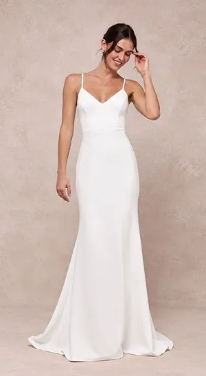 LULU's Bridal Wedding Chic Modern Sexy Elegant Minimalist Mermaid Trumpet Gown thumbnail 1
