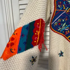 Elana Carello Vintage Knit cardigan sweater ugly winter sweater Christmas M thumbnail 5