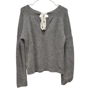Abercrombie & Fitch Womens Gray Metallic Knit‎ Sweater Medium Tie Back thumbnail 7