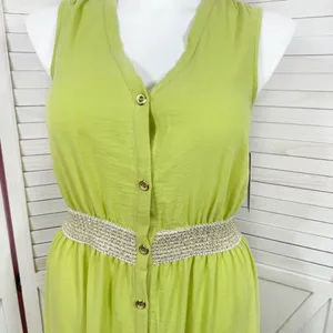 Stella & Julie Button Front Sleeveless Maxi Dress Lime Green Large‎ thumbnail 5