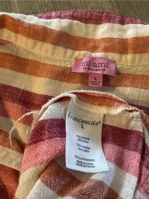 Miami by Francesca’s Striped‎ Button Down Crop Top Size L thumbnail 5