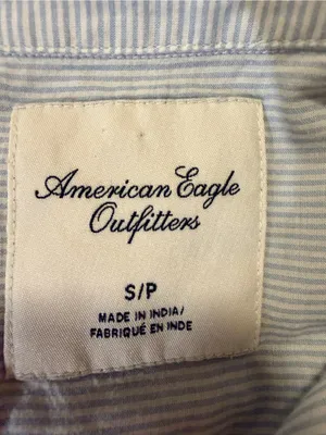 Women’s American Eagle Light Blue Hem Button-Up Shirt thumbnail 3