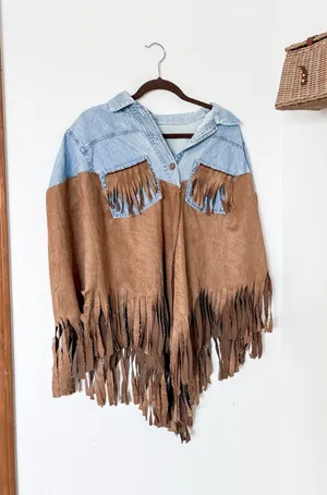 Vintage Handmade Fringe Denim Pullover thumbnail 2