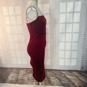 Abyss by Abby Maroon Velvet Sleeveless Bodycon Midi Dress Size XS thumbnail 4
