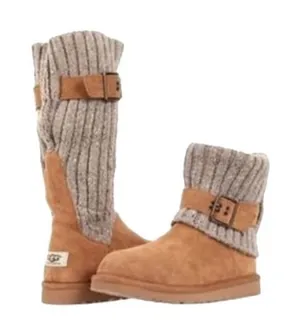 UGG Chestnut Cambridge Knit Suede 1003175 Boots Booties 6 thumbnail 1