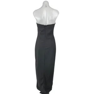 Lulus Black Strapless Sleeveless Tube Bandeau Ruffle Slit Maxi Dress Size M thumbnail 4