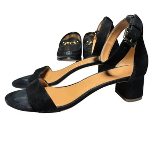 J.Crew Black Suede Leather Block Heel Ankle Strap Sandals Womens Size 9 thumbnail 5