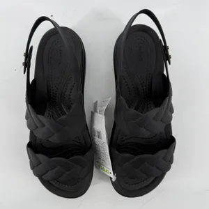 Crocs Brooklyn Woven Upper‎ Low Wedge Sandal Black Women 6 Strappy Comfy New thumbnail 4