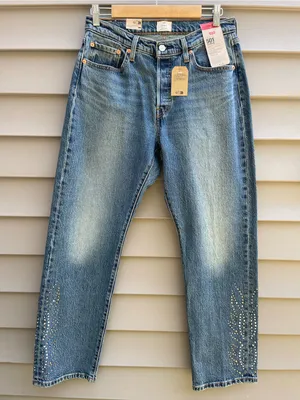 Levi's 501 Relaxed Jeans in Light Blue with Stud Accents thumbnail 1