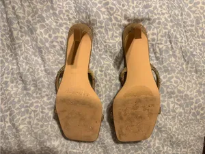 Windsor - Gold Classy Luxe Rhinestone Strappy Stiletto Mules Heels thumbnail 2