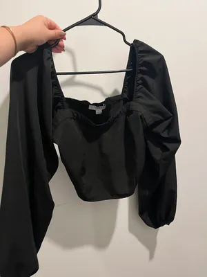 FAVLUX Black Cropped Off The Shoulder Top Corset Blouse thumbnail 1