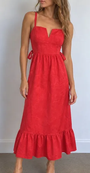 Lulus Major Perfection Red Jacquard Maxi Dress Bow Back Size XS Resort Vacation thumbnail 1