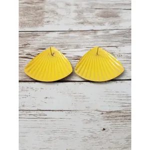 Vintage Stud Earrings Large Yellow Statement Earrings Retro thumbnail 5