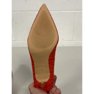 Ann Taylor Sz 8M Red Woven Mae Pointed Toe Slip On Heeled Cocktail Pumps thumbnail 4